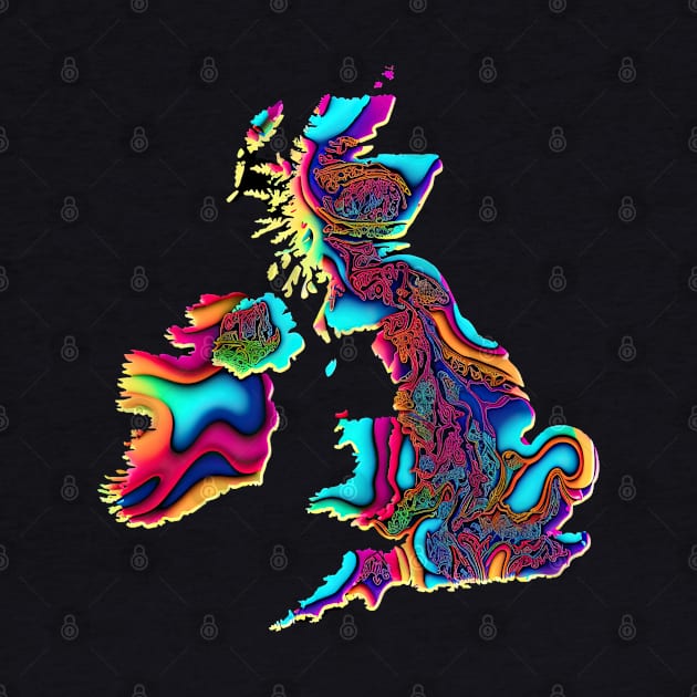 Psychedelic United Kingdom (no text) by AI-datamancer